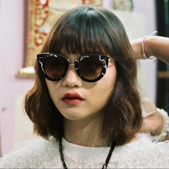 Roxxlyn Genuine Carrara marble Cat Eye Sunglasses main image 6
